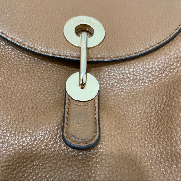 Michael Kors Raven Medium Pebbled Leather Backpack Brown Tan Snap Fastening main image 5